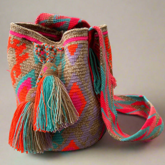 Crochet Crossbody Shoulder Bag With Tassels