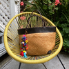 Rattan Tote - Natural With Chocolate Leather Trim