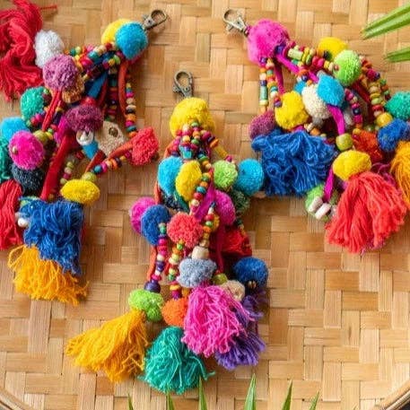 Tassel Charm for Handbags | Pom Pom Tote Charms: Multicolor