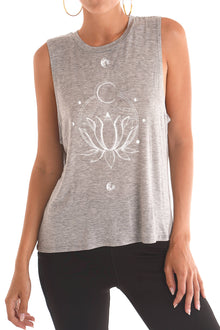  Lunar Lotus Sleeveless Tank - Heather Grey