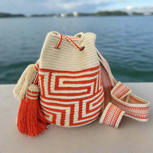  Aztec Tribal Crochet Bag | Rust with Crocheted Tassel