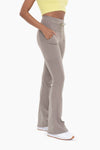 Drawstring Waist Flared Hiking Leggings - Sage Grey
