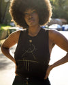 Omni Sleeveless Tank - Black With Gold Foil Print