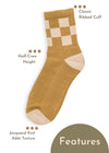 Womens Half-Crew Socks 2-Pack, Checkered & Mama Stripe