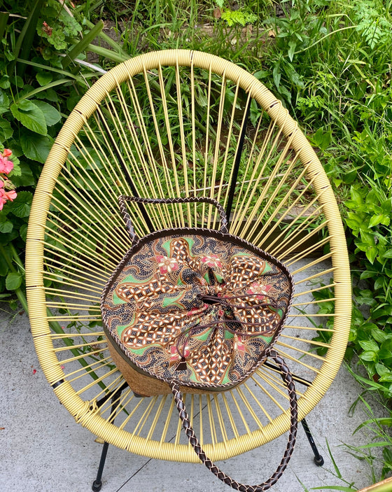 Rattan Tote - Natural With Chocolate Leather Trim